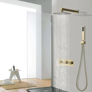 Modern 8" Wall Mounted Solid Brass Shower System with Hand Shower for $150