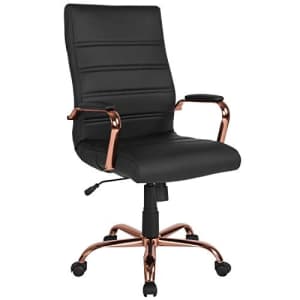 Flash Furniture High Back Black LeatherSoft Executive Swivel Office Chair with Rose Gold Frame and for $263 Flash Furniture High Back Black LeatherSoft Executive Swivel Office Chair with Rose Gold Frame and for $263