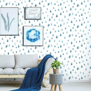 RoomMates Clara Jean Blue Raindrops Peel and Stick Wallpaper for $32 RoomMates Clara Jean Blue Raindrops Peel and Stick Wallpaper for $32