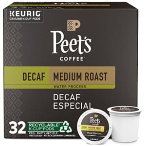 Peet's Coffee, Medium Roast Decaffeinated Coffee K-Cup Pods for Keurig Brewers - Decaf Especial 32 for $23
