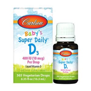 Carlson Labs Carlson - Baby's Super Daily D3, Baby Vitamin D Drops, 400 IU (10 mcg) per Drop, 1-Year Supply, for $13 Carlson Labs Carlson - Baby's Super Daily D3, Baby Vitamin D Drops, 400 IU (10 mcg) per Drop, 1-Year Supply, for $13