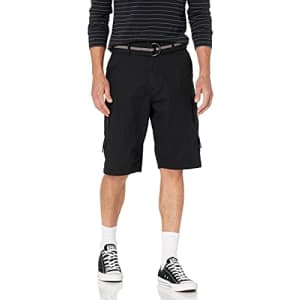 Beverly Hills Polo Club Men's Basic Cargo Shorts Belted, Tuscan Black 6240A, 30 for $13