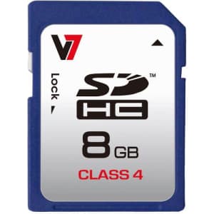 V7 8GB SDHC Class 4 Flash Memory Card (VASDH8GCL4R-1N) for $5