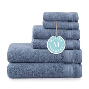 MARTHA STEWART 100% Cotton Bath Towels Set Of 6 Piece, 2 Bath Towels, 2 Hand Towels, 2 Washcloths, for $40