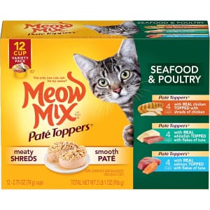 Meow Mix Pate Toppers 2.75-oz. Wet Cat Food 12-Pack for $8