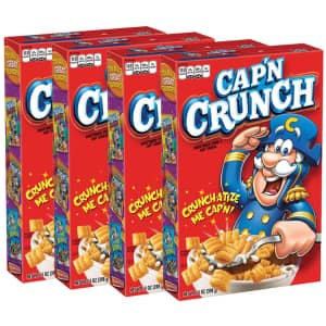 Quaker Oats Cap'n Crunch Breakfast Cereal 14-oz. Box 4-Pack for $6.86 via Sub & Save Quaker Oats Cap'n Crunch Breakfast Cereal 14-oz. Box 4-Pack for $6.86 via Sub & Save