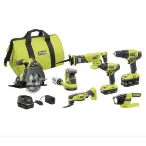 RYOBI ONE+ 18V Cordless 6-Tool Combo Kit with 2 Batteries for $199 RYOBI ONE+ 18V Cordless 6-Tool Combo Kit with 2 Batteries for $199