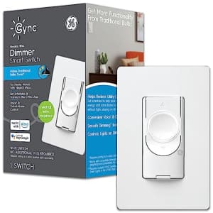 GE Lighting CYNC Smart Dimmer Light Switch, Neutral Wire Required, Bluetooth and 2.4 GHz Wi-Fi for $25