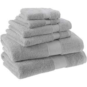 Amazon Aware 100% Organic Cotton Plush Bath Towels - 6-Piece Set, Light Gray for $36