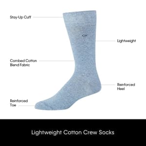 Calvin Klein Men's Dress Socks - Lightweight Cotton Blend Solid Crew Socks (4 Pack), Size 7-12, for $28