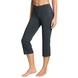 Jockey Women's Activewear Cotton Stretch Slim Flare Capri, Charcoal Grey Heather, 1X for $32
