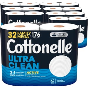Cottonelle Ultra Clean Toilet Paper Family Mega Roll 32-Pack for $26 via Sub & Save