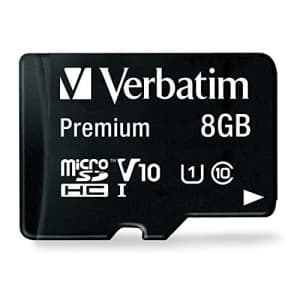 Verbatim 8GB Premium microSDHC Memory Card with Adapter, UHS-I Class 10 - 44081 for $10