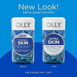 OLLY Ultra Strength Skin Softgels, Hydrate and Firm Skin, Hyaluronic Acid, Zeaxanthin, Lutein, for $20
