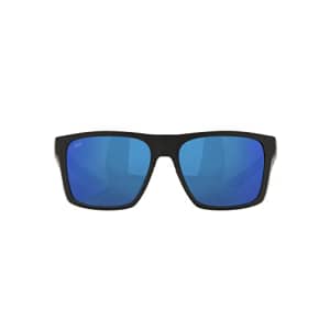 Costa Del Mar Men's Lido Square Sunglasses, Black/Polarized Blue Mirrored 580P, 57 mm for $199