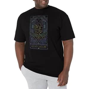 Disney Big & Tall Classic Mickey Neon Line Art Men's Tops Short Sleeve Tee Shirt, Black, XX-Large for $19