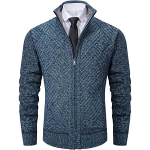 Vcansion Men's Stand Collar Full-Zip Sweater from $15
