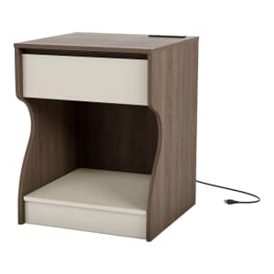 Haley Modern Chestnut Brown 1-Drawer Nightstand with Charging Station and Hidden Storage for $30 Haley Modern Chestnut Brown 1-Drawer Nightstand with Charging Station and Hidden Storage for $30