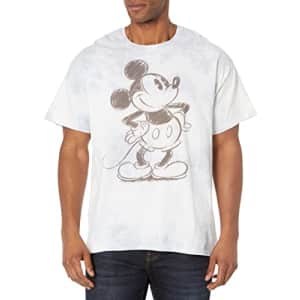 Disney Characters Sketchy Mickey Young Men's Short Sleeve Tee Shirt, White/Blue, XX-Large for $13