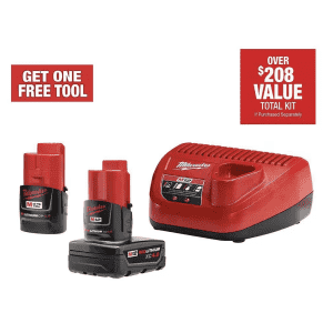Free Tool with Purchase of Milwaukee M12 Batteries and Charger Bundle at Home Depot: for $149