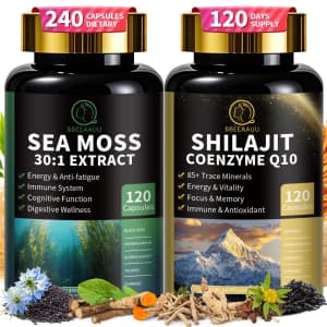 Sea Moss and Shilajit Supplement 240-Capsule Bundle for $15