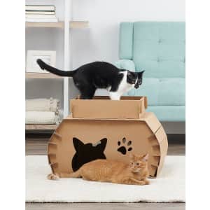 Carlson Cardboard Cat Camper w/ Scratching Pad for $7