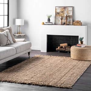 nuLOOM Natura Collection Chunky Loop Jute Area Rug, 5' x 7' 6", Natural for $76