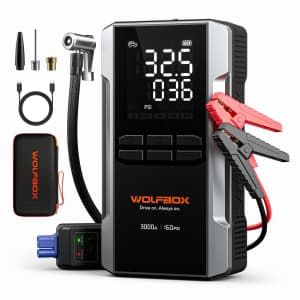 WolfBox 3,000A Jump Starter with Tire Inflator for $70