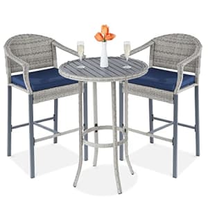 Best Choice Products 3-Piece Patio Bar Table Set, Outdoor Wicker Bar Height Bistro Furniture for for $240