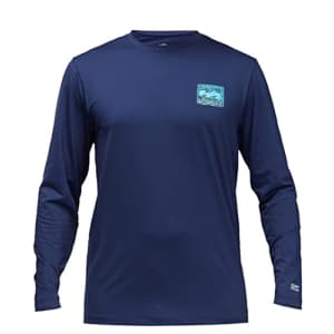 Billabong Men's Standard Classic Loose Fit Long Sleeve Rashguard Surf Tee Shirt, Crayon Wave Navy, for $40