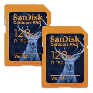 SanDisk 128GB 2-Pack Outdoors FHD SDXC UHS-I Memory Card (2x128GB) - Up to 150MB/s, C10, U1, V10, for $40