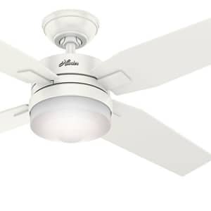 Hunter Fan 50 inch Contemporary Ceiling Fan with LED Light in Fresh White (Renewed) for $112