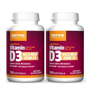 Jarrow Formulas Vitamin D3 2500 IU - 100 Softgels, Pack of 2 - Bone Health, Immune Function & for $27