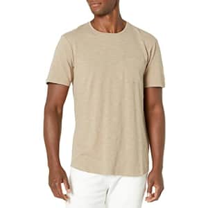PAIGE Men's Kenneth Short Sleeve Crew Neck Tee Shirt, Soft TAN, S for $50