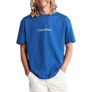 Calvin Klein Men's Relaxed Fit CK Logo Crewneck T-Shirt, Blue Herald, Large for $50