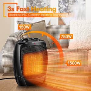 TRUSTECH Space Heater, 1500W Ceramic Desk Space Heaters for Indoor Use, 3s Fast Heating Electric for $40