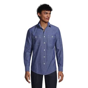 Lands' End Men's Traditional Fit Chambray Work Shirt for $10