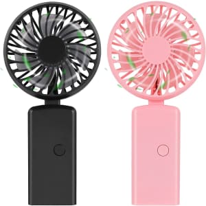USB Rechargeable Handheld Fan 2-Pack for $8