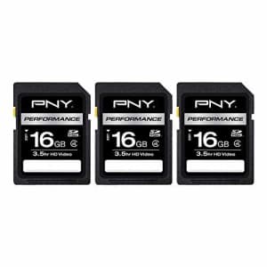 PNY 16GB Performance Class 4 SDHC Flash Memory Card 3-Pack, P-SDHC16G4HX3-MP for $30