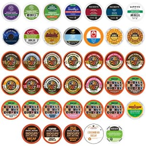 Crazy Cups Perfect Samplers Single Serve & Decaf K Cups Variety Pack, Unflavored & Flavored Decaf Coffee Pods, for $29