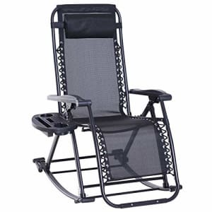 Outsunny Zero Gravity Reclining Lounge Chair Patio Folding Rocker w/Side Tray Slot Backrest Pillow for $120