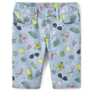 The Children's Place Girls' Printed Denim Skimmer Shorts, Blue, 16 for $5