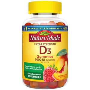 Nature Made Vitamin D3 125 mcg (5000 IU) Gummies, 80 Count for Bone Health for $9