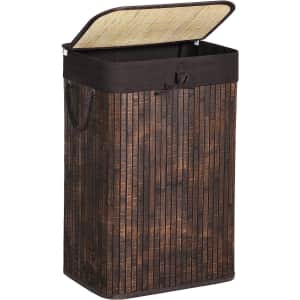 Songmics Bamboo Laundry Hamper with Lid for $27