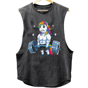 IronPanda Weightlifting Unicorn Scoop Bottom Cotton Tank for $24