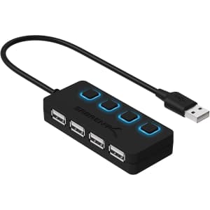 Sabrent 4-Port USB Hub w/ LED Lights for $9