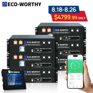 Eco-Worthy 30.72kWh 48V 100AH Server Rack Lithium Battery 6-Pack with Monitor for $4,800
