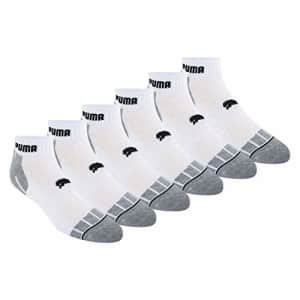 PUMA Men's 6 Pack Quarter Crew Socks, white/black, 10-13 for $16