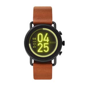 Skagen Connected Falster 3 Gen 5 Stainless Steel and Leather Touchscreen Smartwatch, Color: for $226