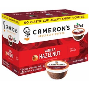Cameron's Coffee Single Serve Pods, Flavored, Vanilla Hazelnut, 12 Count (Pack of 6) for $39